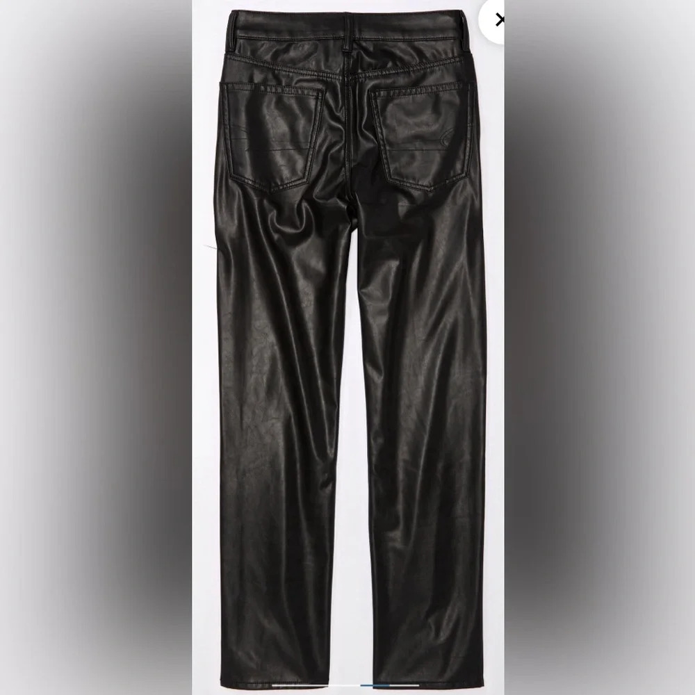 Sz US 10 short AE stretch vegan leather super high waisted straight pant black - Picture 4 of 10